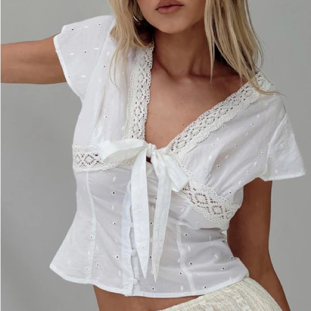 Princess Polly White Tie-front Blouse
